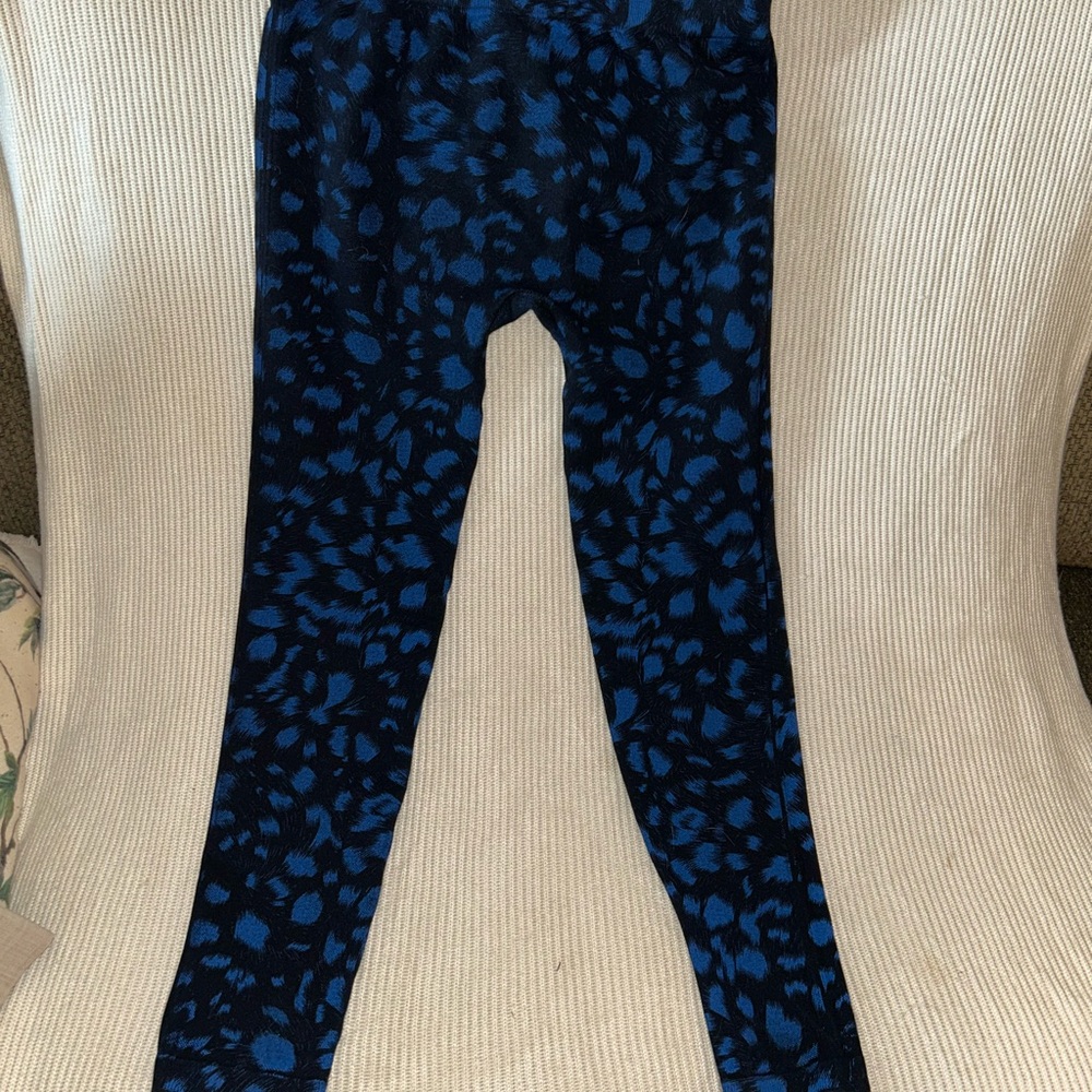 Blue and Black Leopard Print Leggings